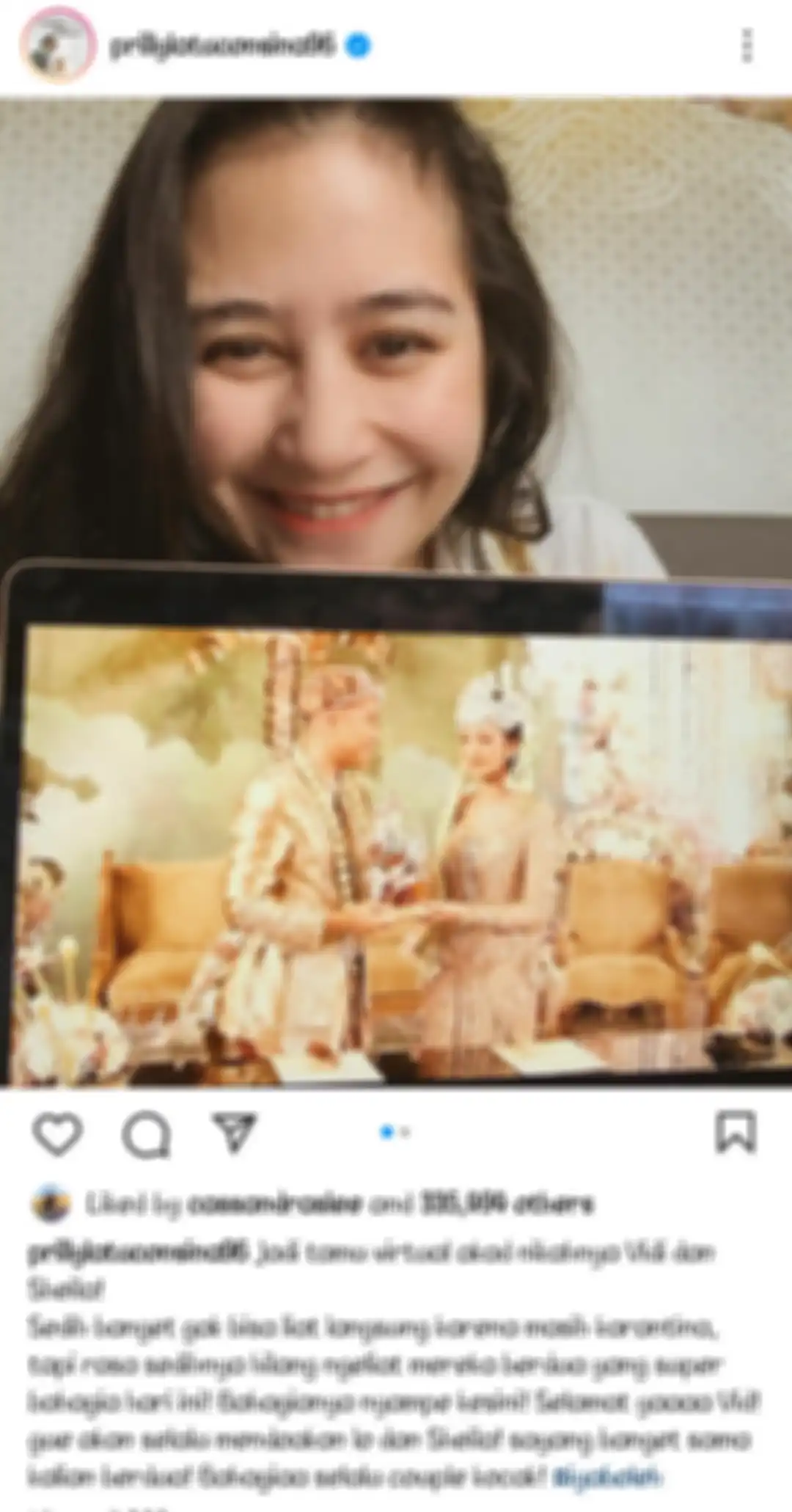 Prilly datang virtual ke nikahan Vidi Aldiano dan Sheila Dara