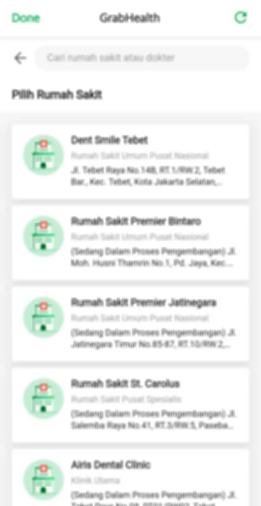 Pilih rumah sakit ketika kamu ingin membuat janji medis.