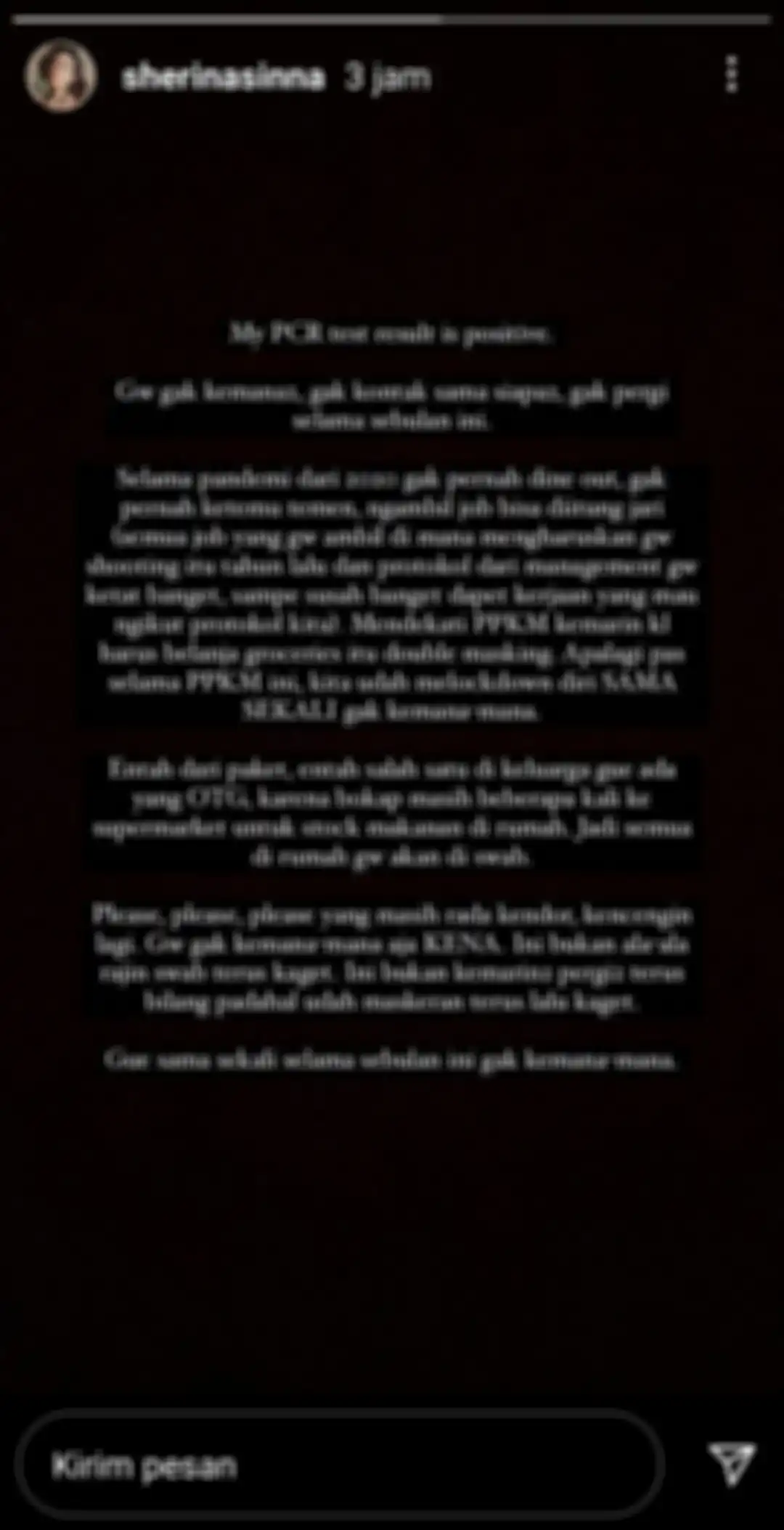 Sherina Munaf membagikan kabar dirinya positif Covid-19.