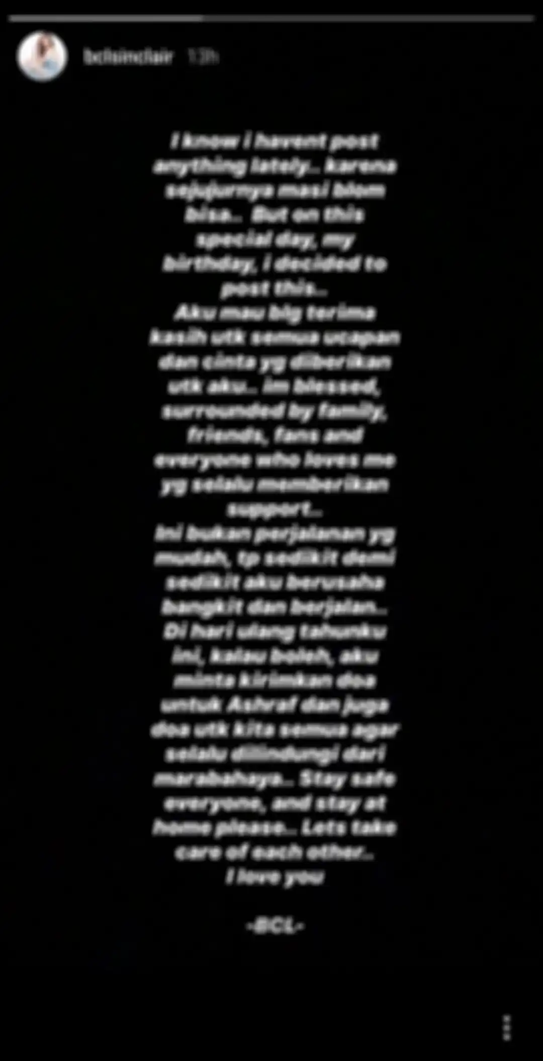 Unggahan Instagram story BCL