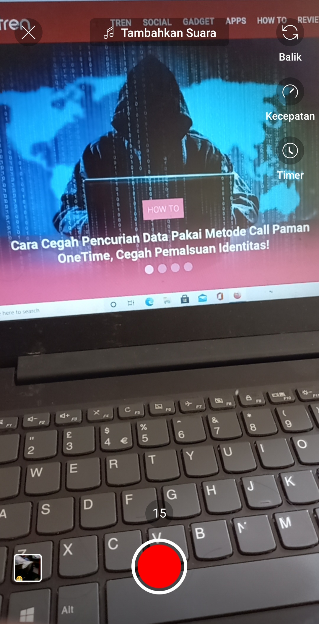 Tampilan YouTube Shorts di HP Android.
