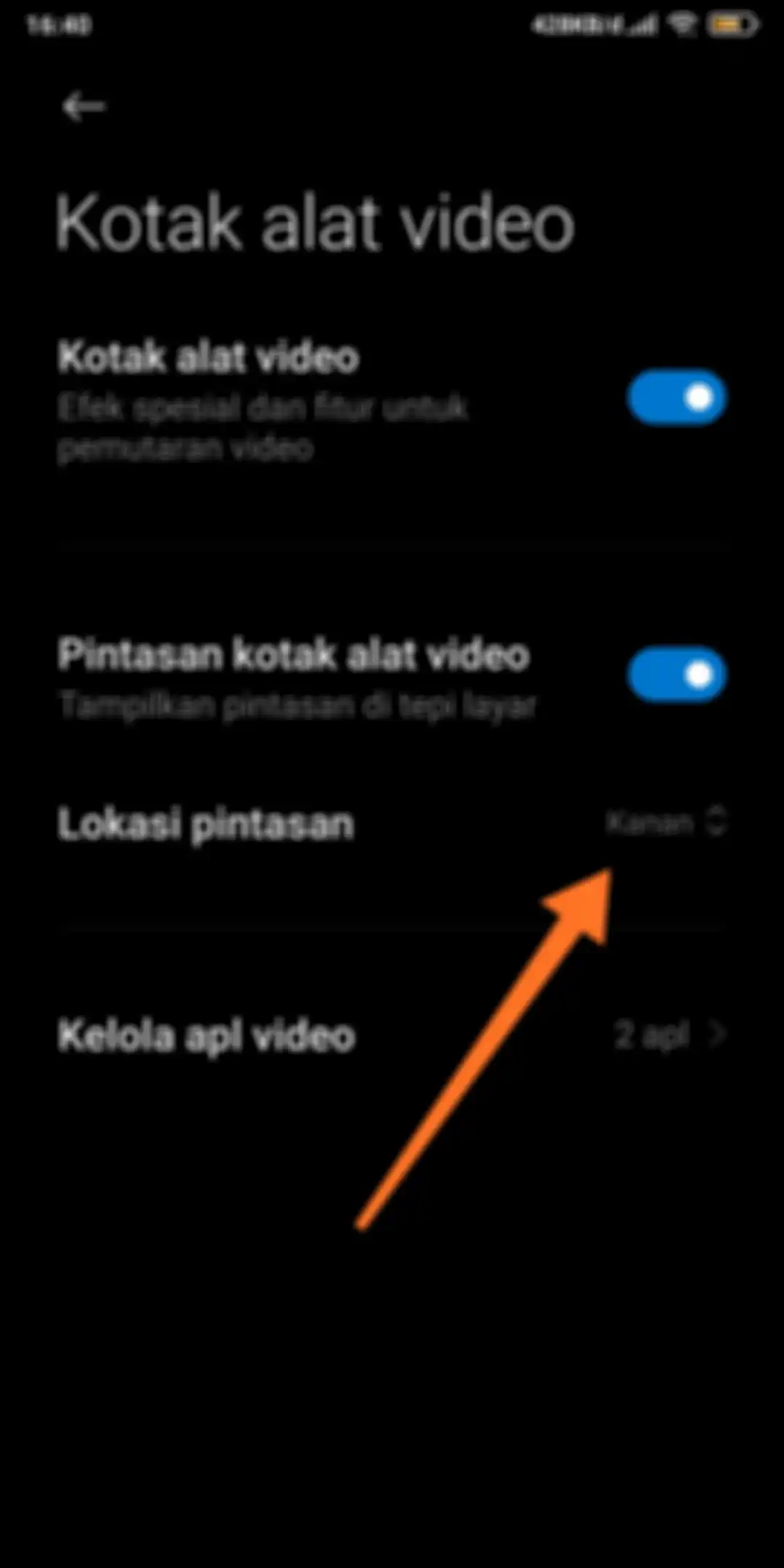 Lokasi pintasan alat video