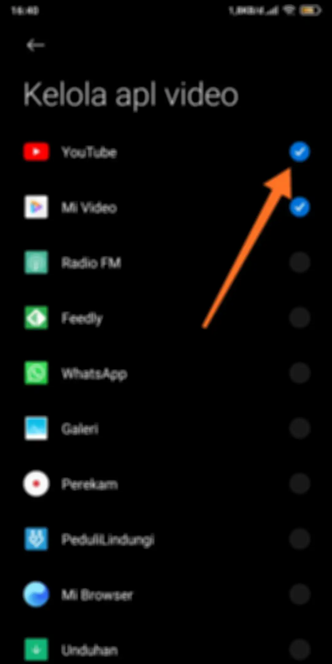 Kelola aplikasi video MIUI