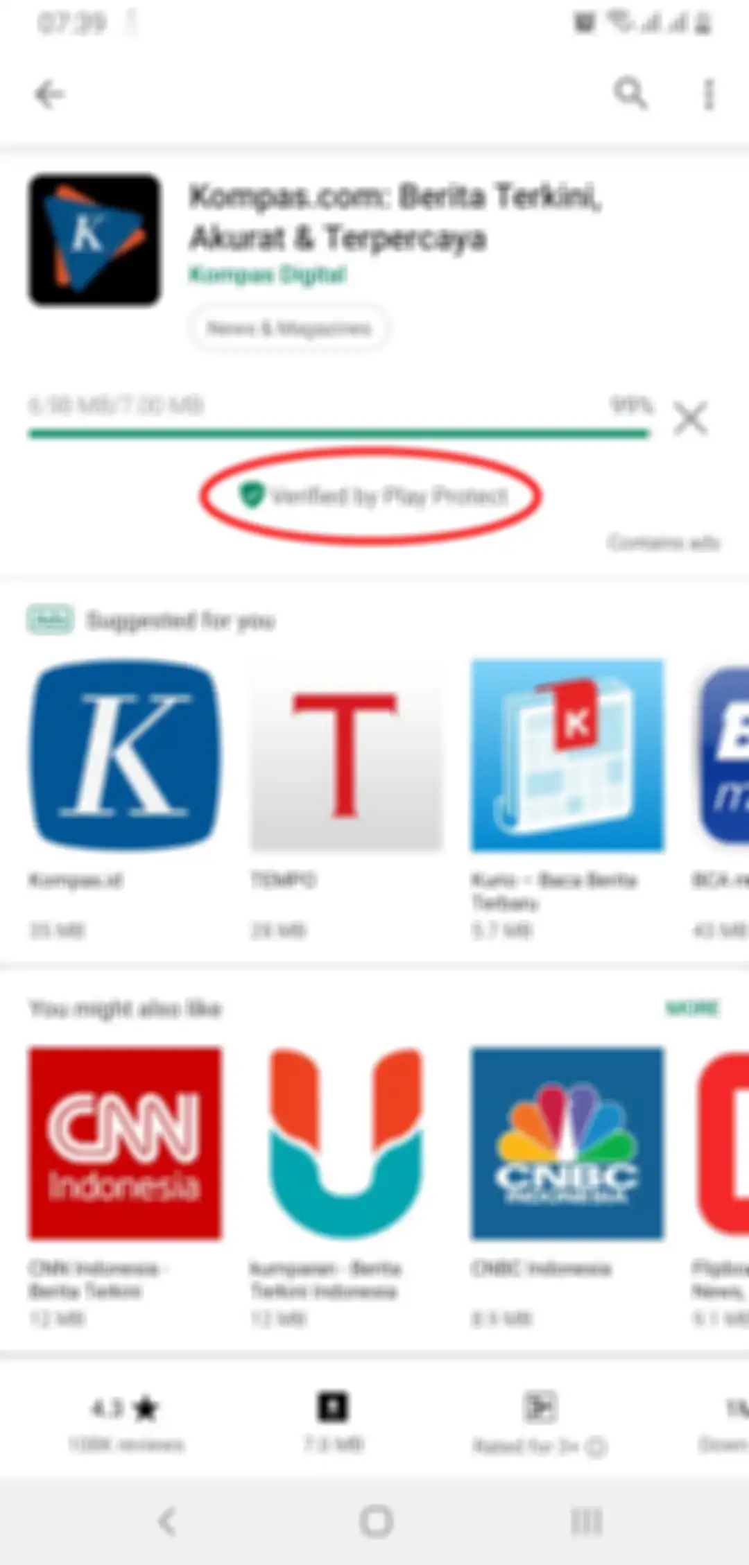 Contoh aplikasi yang sudah mendapat verifikasi dari Play Protect