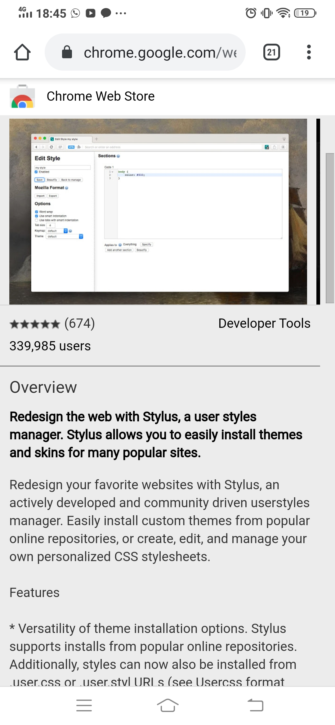 Review kegunaan Stylus extension.
