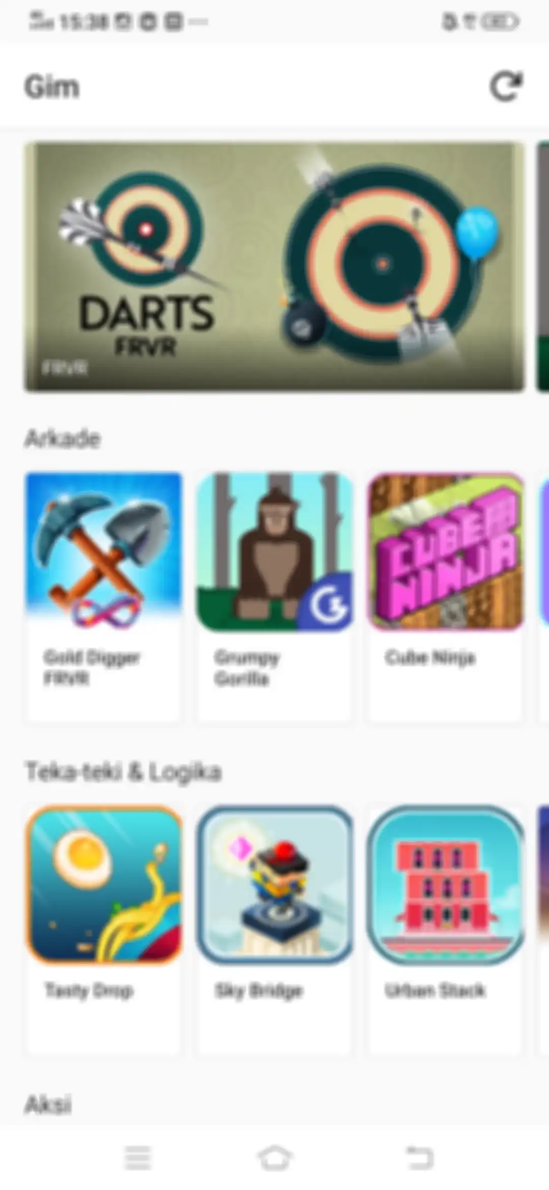 Screenshoot fitur games yang ada pada Firefox Lite