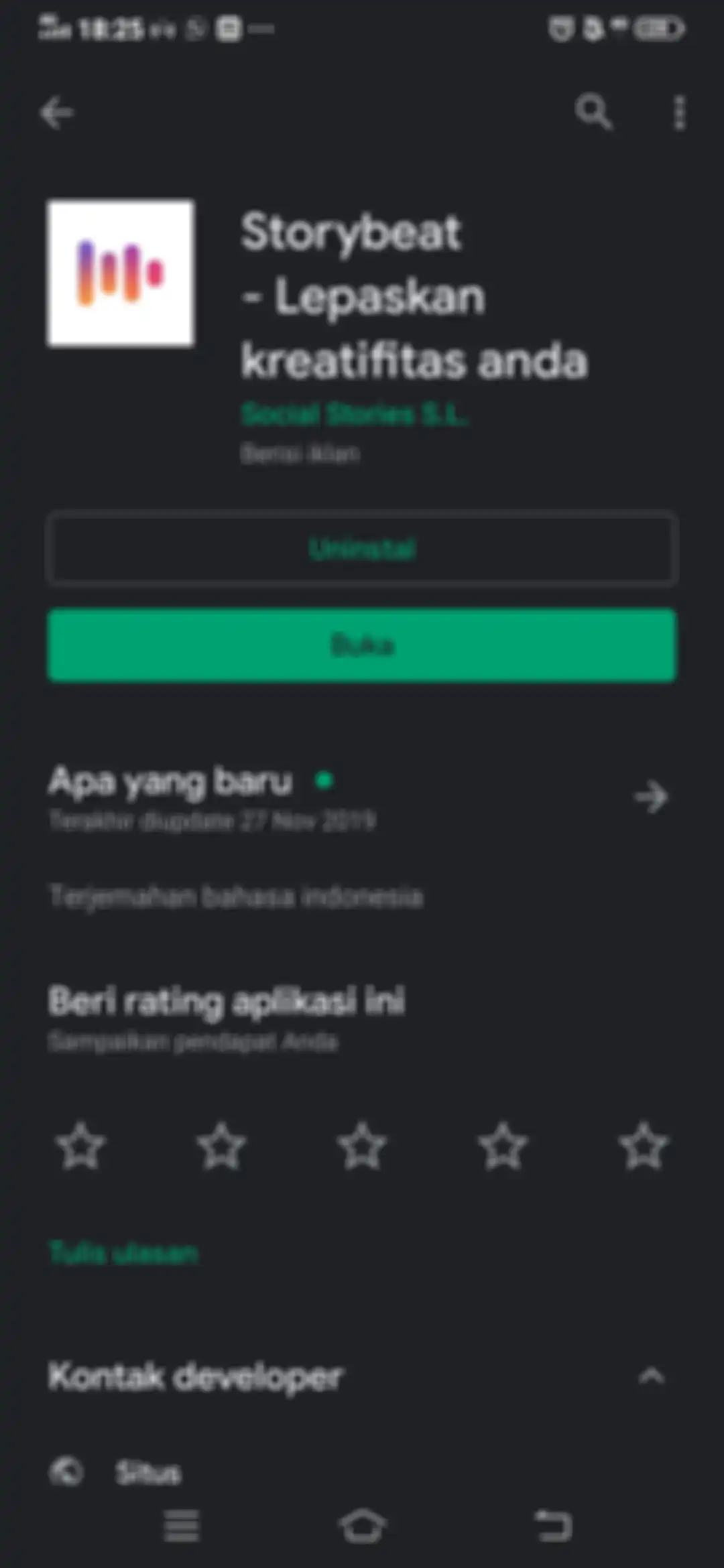 Aplikasi Storybeat di Google Playstore.