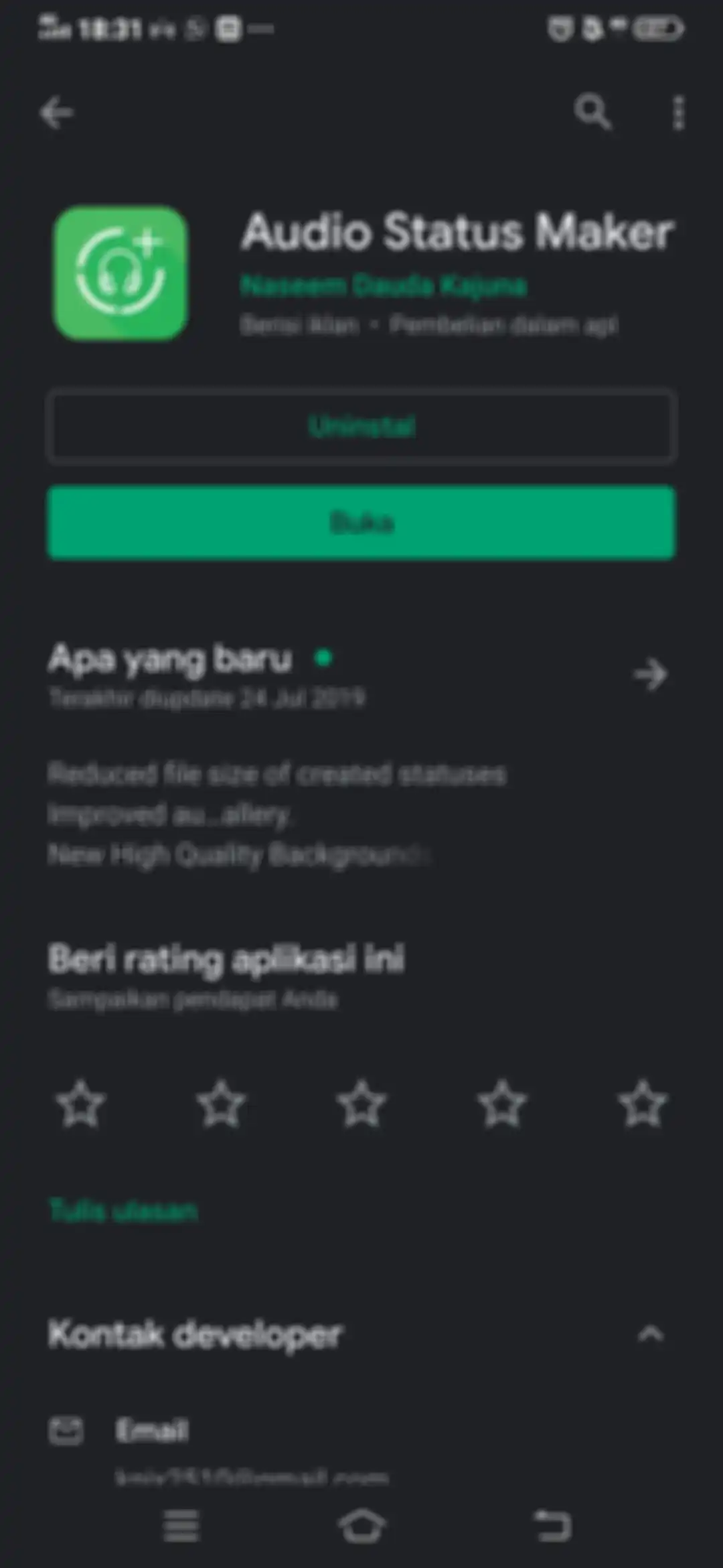 Aplikasi Audio Status di Google Playstore.