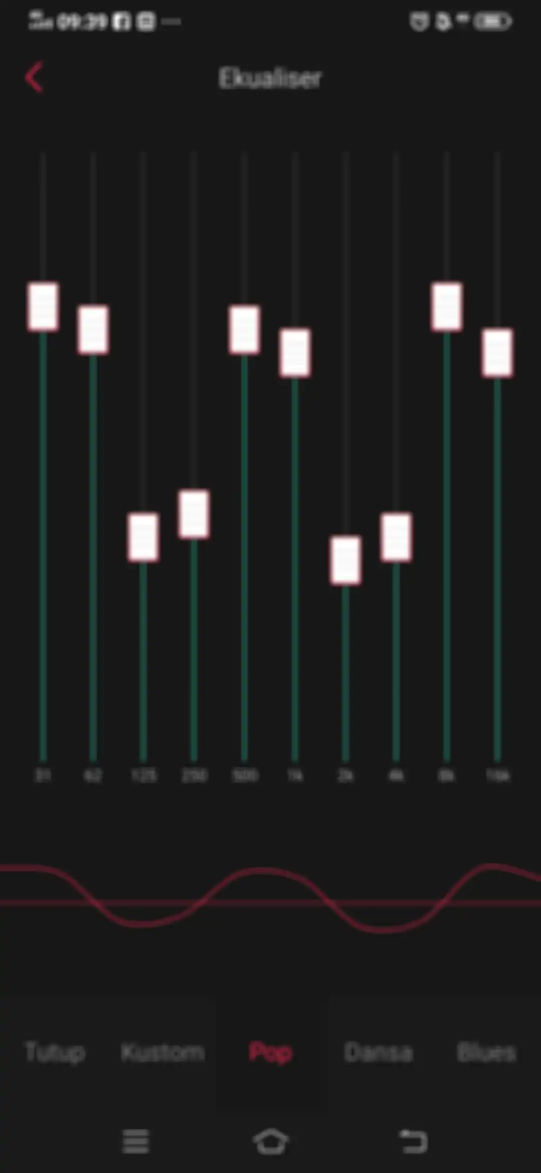 Equalizer musik pop pada Spotify.
