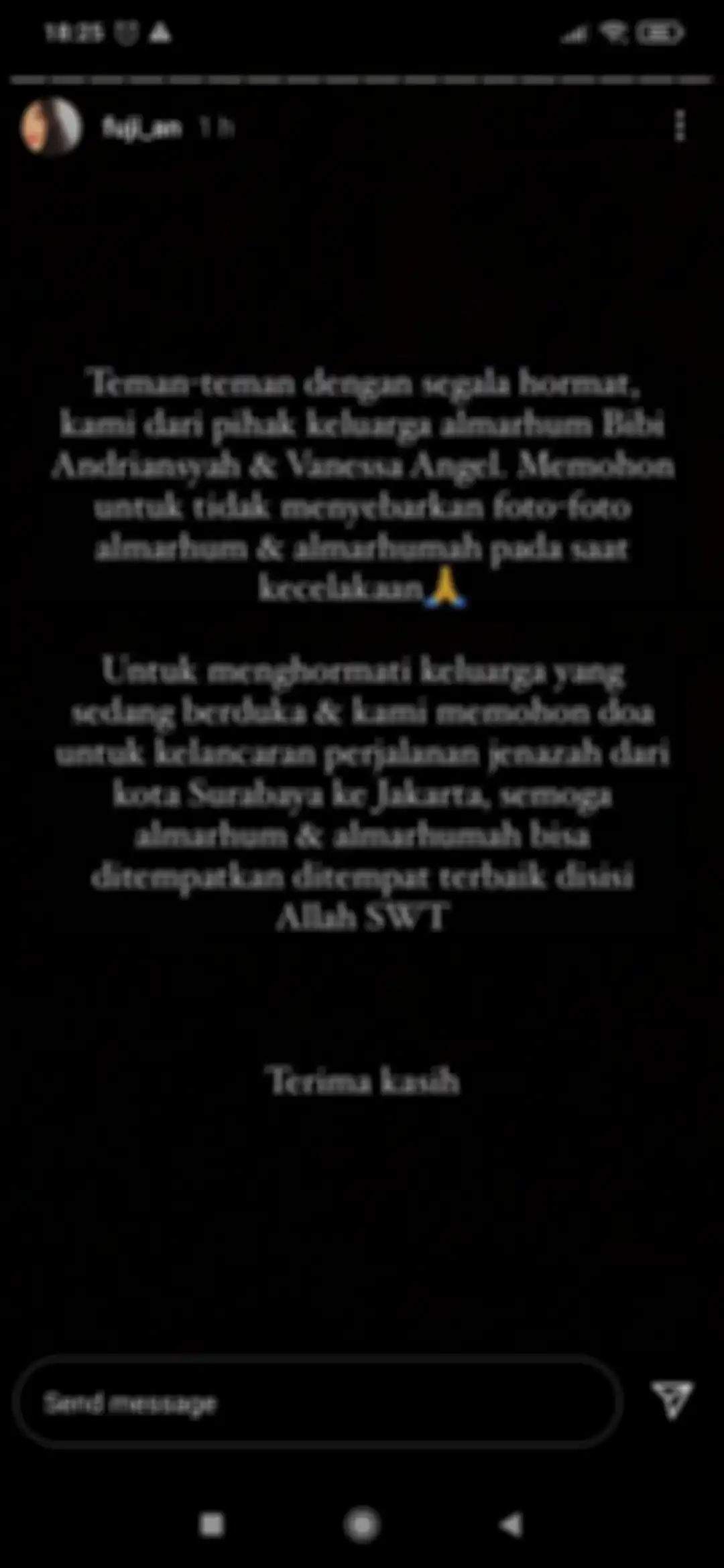 Postingan Fuji, adik ipar Vanessa Angel