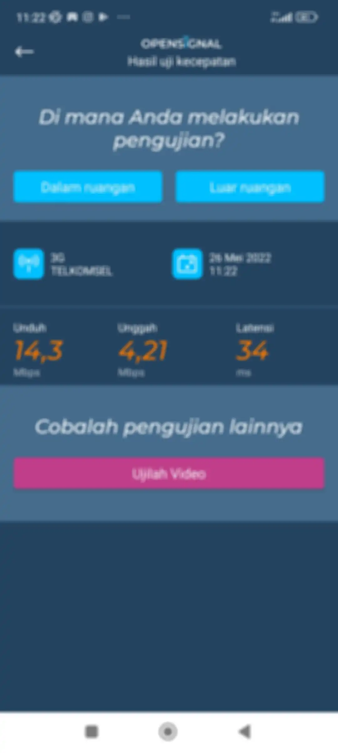 Hasil uji coba jaringan 5G Telkomsel di HP 5G pertama.