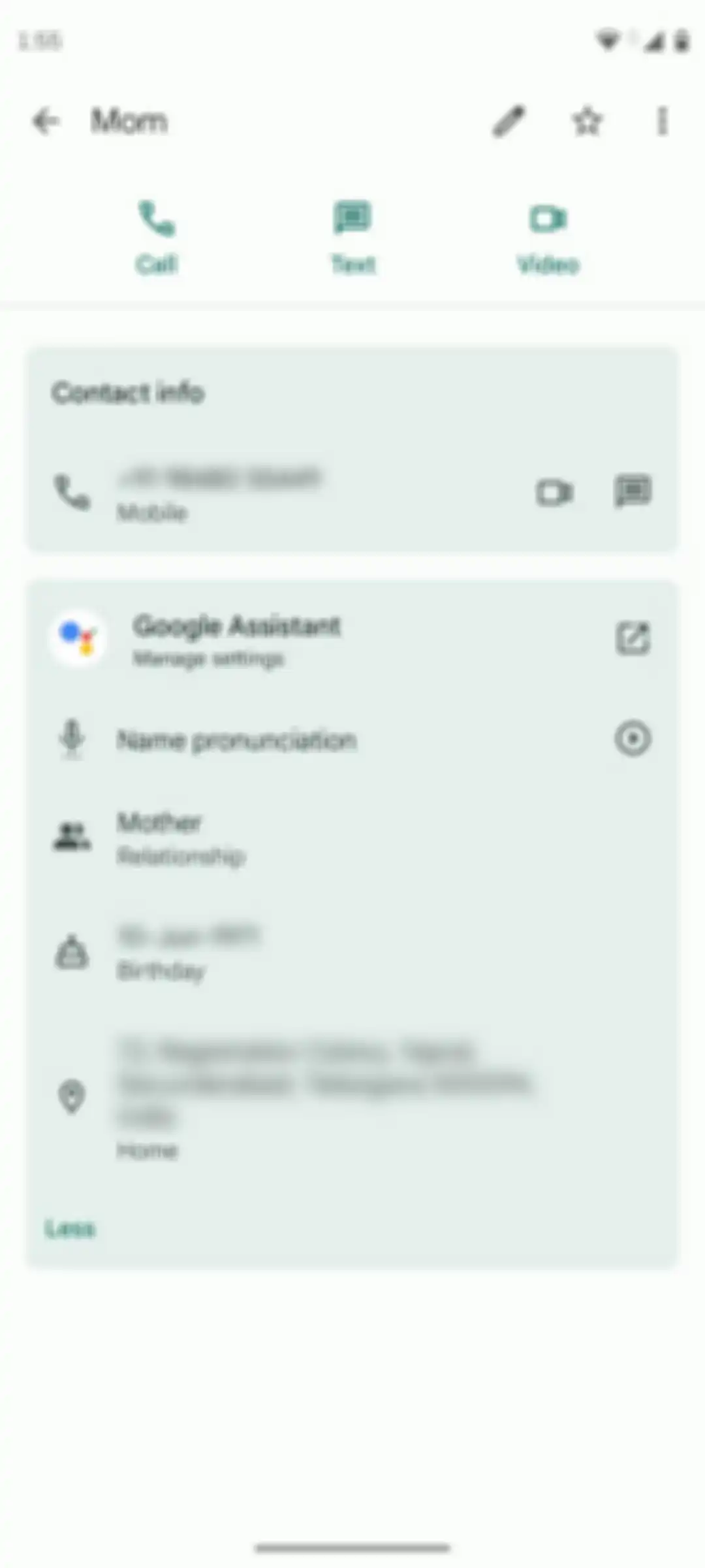 Informasi kontak dan Google Assistant Pada Google Contact. 
