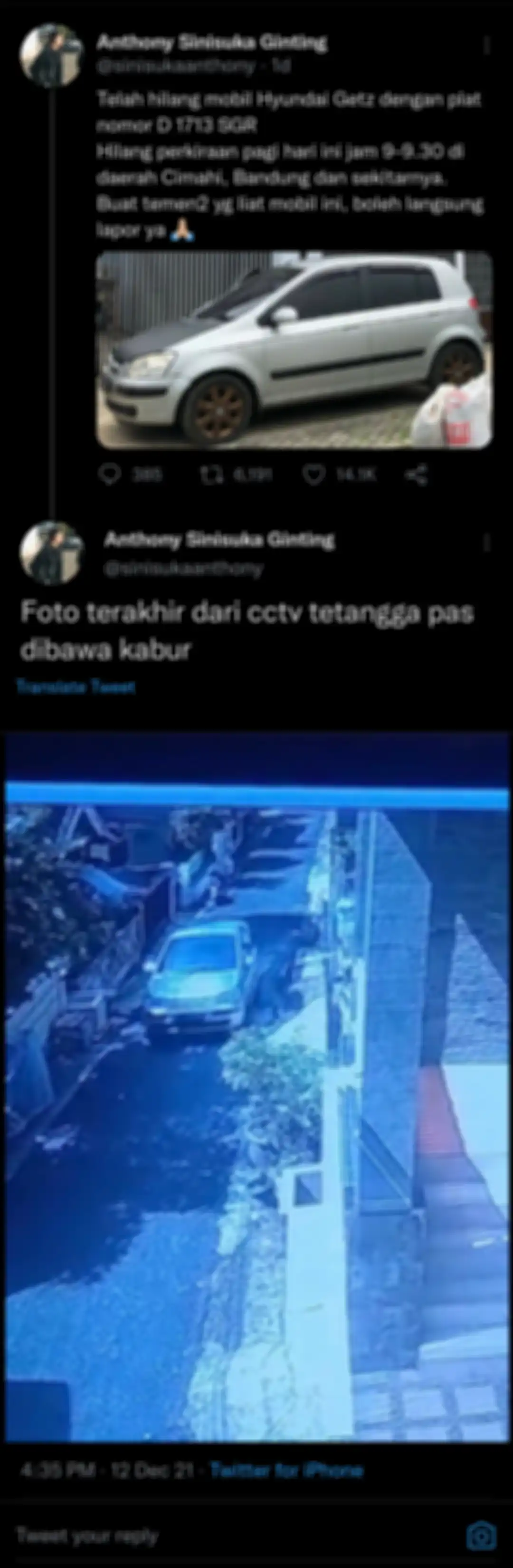 Kronologi hilangnya mobil Anthony Ginting