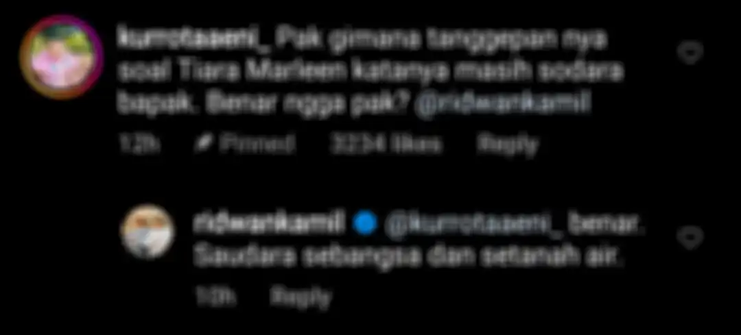 Ridwan Kamil jawab pertanyaan netizen terkait kabar Tiara Marleen yang mengaku sebagai saudaranya.