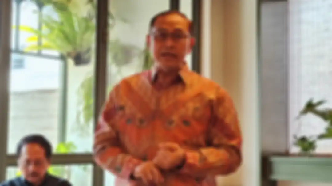 Teguh Prasetya, perwakilan Masyarakat Telekomunikasi (MASTEL), saat membicarakan perihal pasar HM BM berpotensi rugikan devisa negara sampai triliunan, Selasa (29/11). 