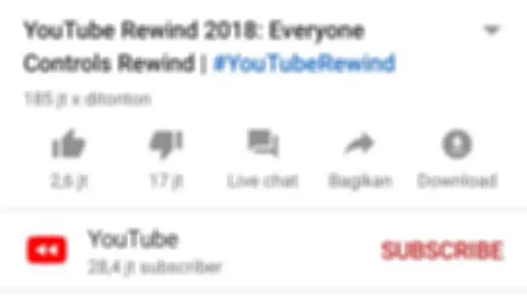 Jumlah like dan dislike Youtube Rewind 2018