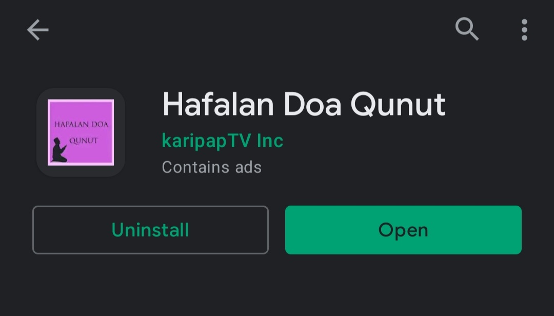 Aplikasi Hafalan Doa Qunut di Google Play Store untuk pengguna HP Android.