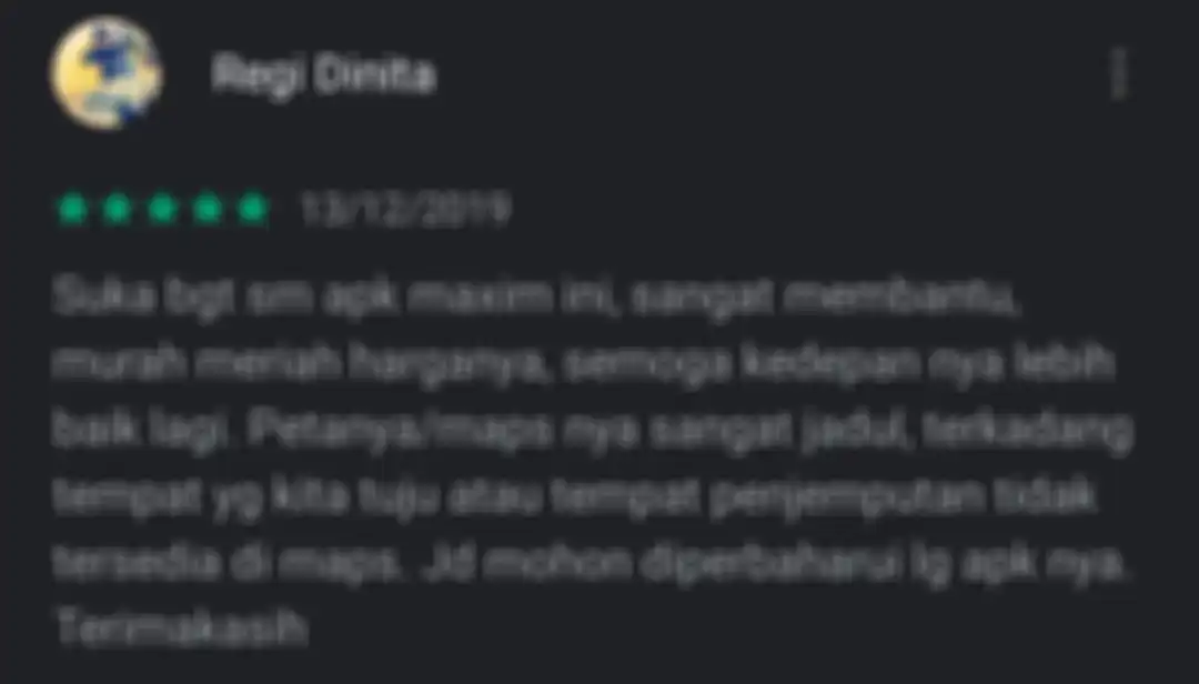 Review tentang maps di aplikasi Maxim.
