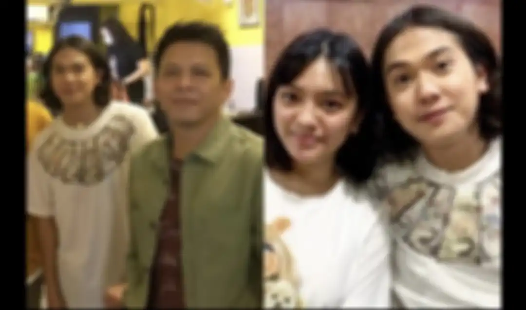Alleia Anata anak Ariel Noah saat berfoto bareng Iqbaal Ramadhan.
