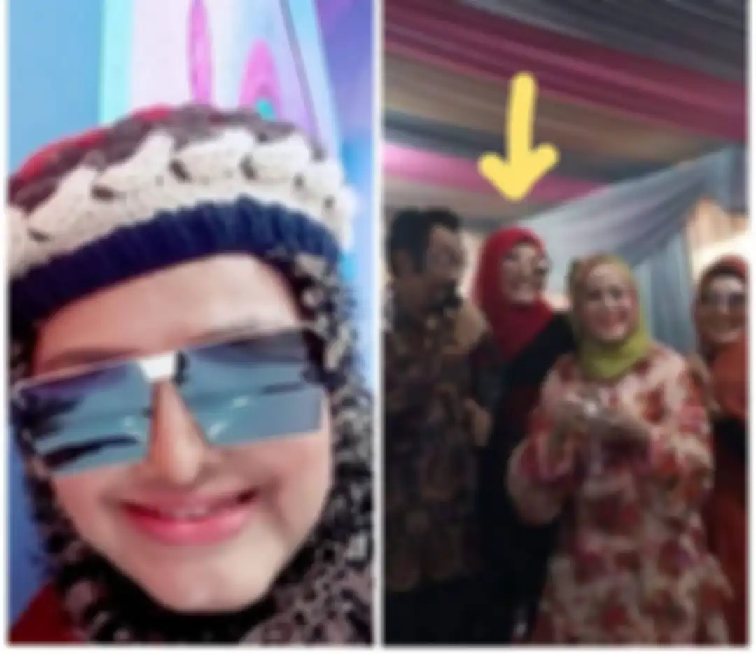 Dalam foto kenangan yang dibagikannya, Umi Elvy Sukaesih tampak melampirkan tanda panah kuning untuk menandai wajah almarhumah.