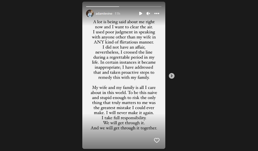 Klarifikasi perselingkuhan Adam Levine