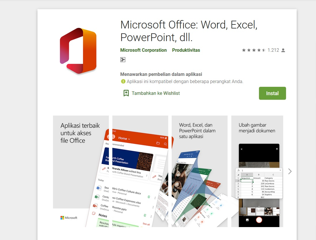 Aplikasi Microsoft Office.