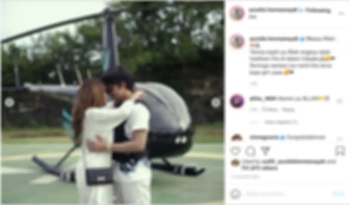 Pamer foto mesra di depan helikopter bareng sang suami, Aurel Hermansyah tuliskan kalimat romantis pada Atta Halilintar.