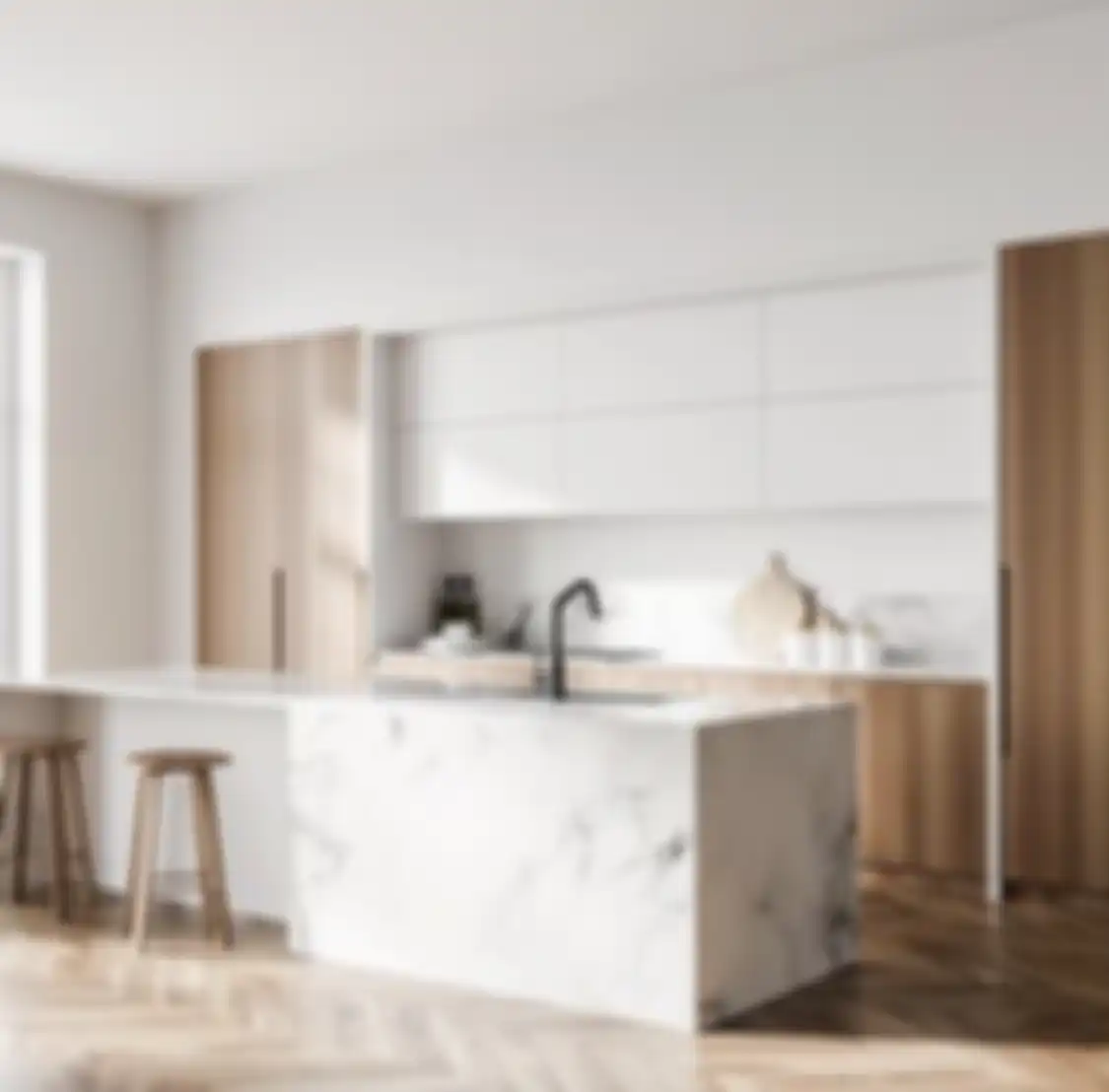 Lemari dapur dipilih dengan kriteria ini agar area memasak menjadi lebih lega. Intip yuk10  foto referensinya. 