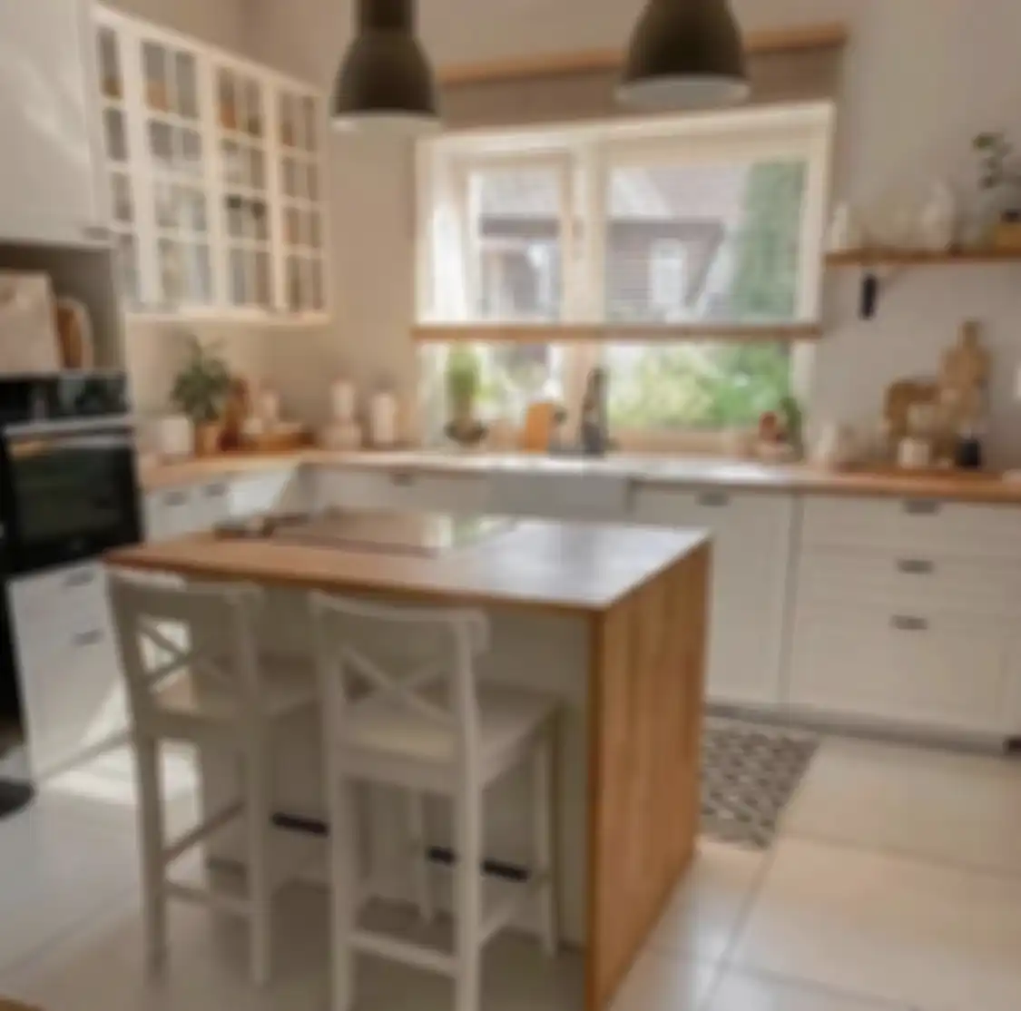 Gunakan kontras tinggi untuk mendapatkan tampilan desain dapur gaya Skandinavia yang kuat. 