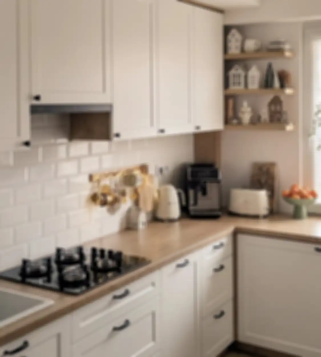 Gunakan kontras tinggi agar desain area masak ukuran mungil tampil minimalis dalam balutan dekorasi Skandinavia.