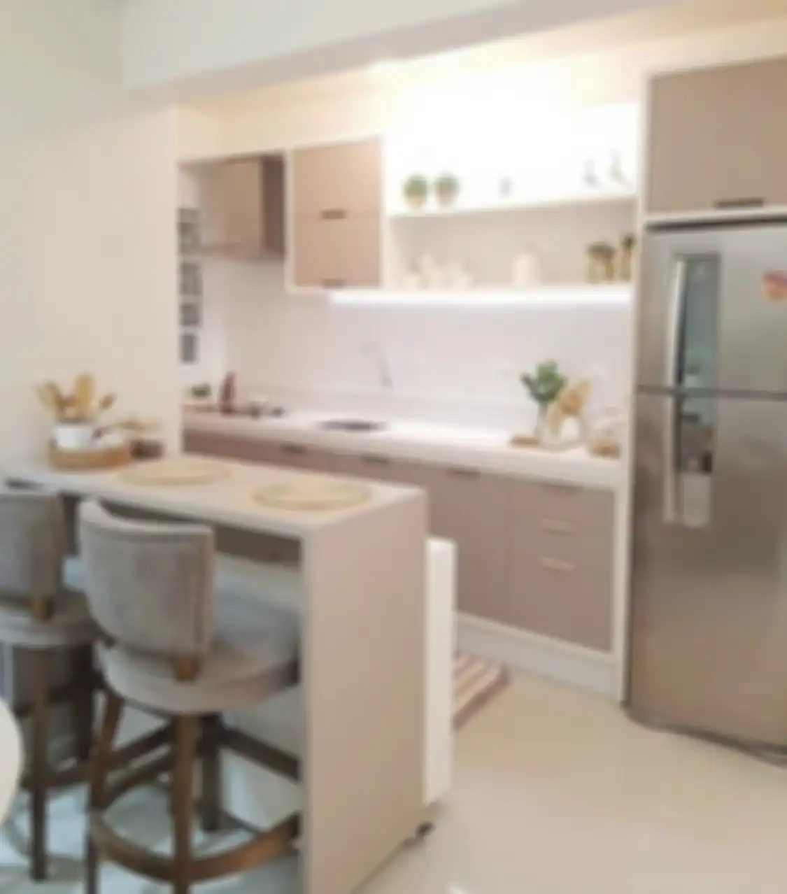 Meja dapur diubah pakai model gini. Foto hasilnya tampak estetik.