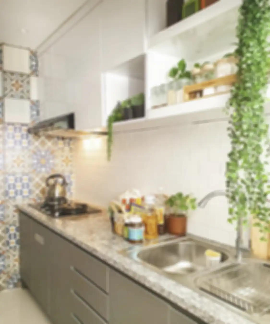 Desain dapur warna putih di rumah minimalis dijamin anti monoton. Coba pasang dekorasi model tak biasa. Foto hasilnya dipuji.
