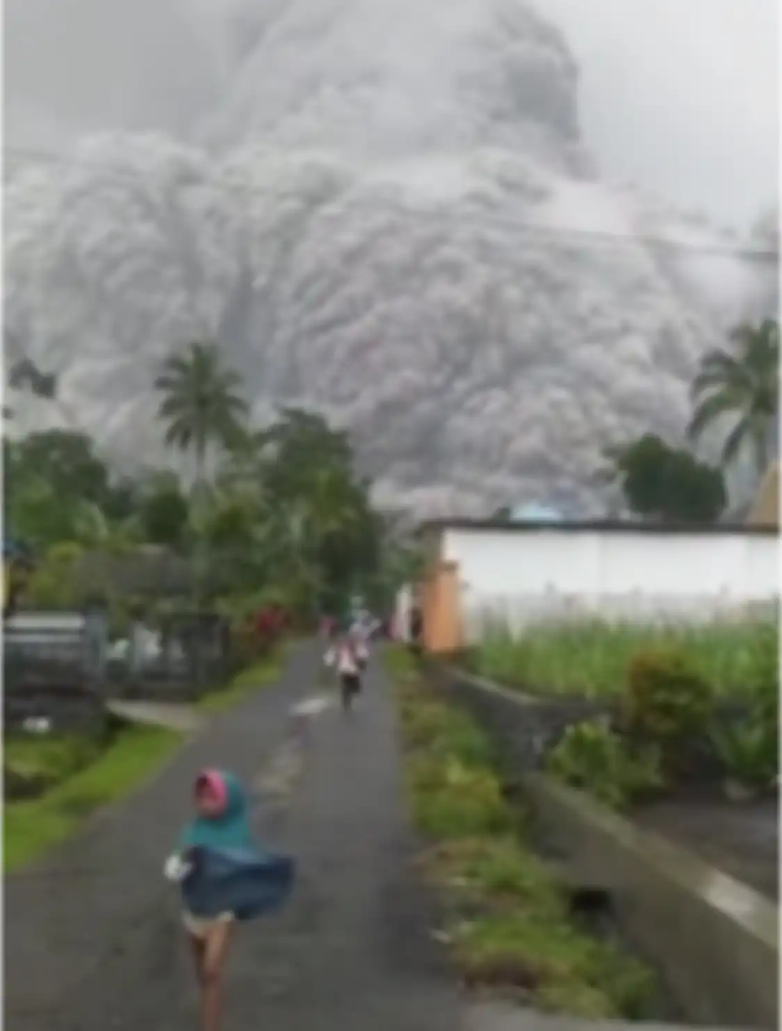 Foto warga di kaki Semeru yang berlarian panik menghindari gumpalan awan panas menjadi perhatian Gubernur Jawa Timur Khofifah Indar Parawansa. 