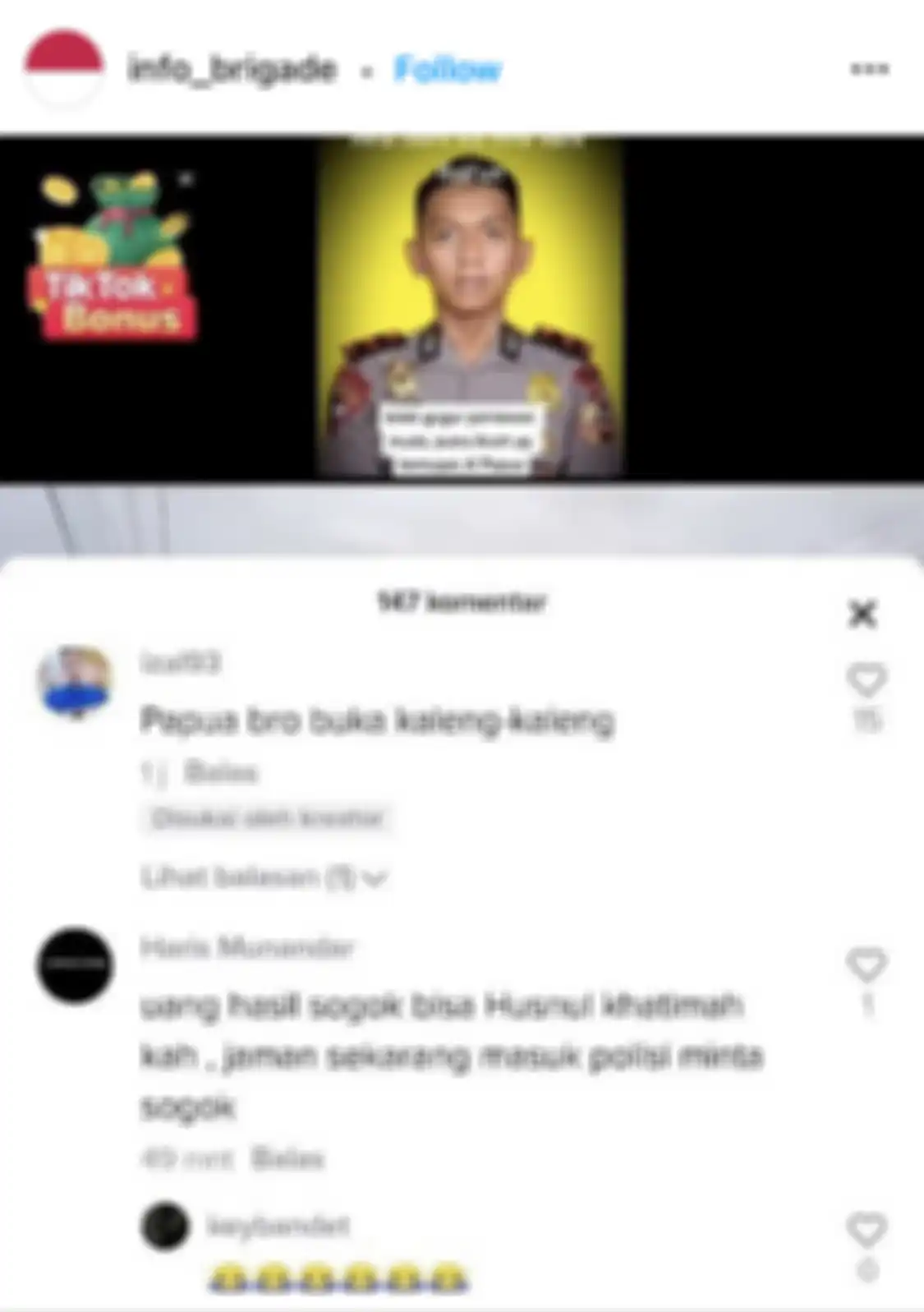 Foto tampang penghina Brimob yang gugur di Papua menjadi sorotan.