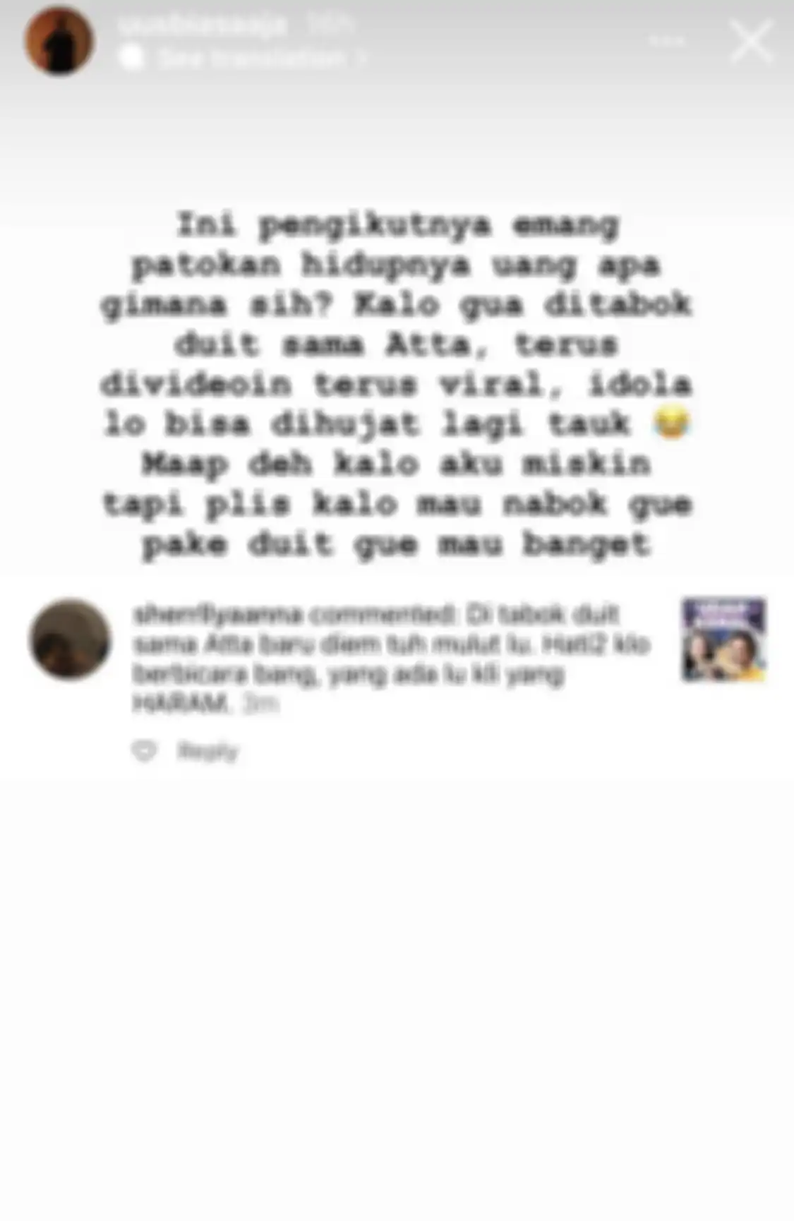 Uus terus digeruduk pendukung Atta Halilintar. Pemicunya, Ussmenyebut haram bikin konten bareng suami Aurel Hermansyah. 
