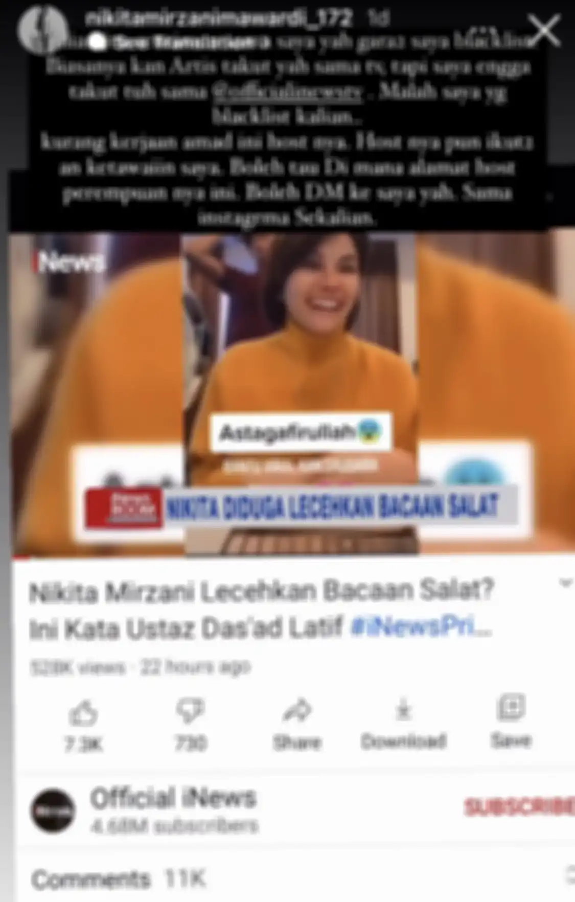 Nikita Mirzani sengaja mengunggah foto presenter TV hingga Ustaz Dasad Latif di Instagram Story miliknya.