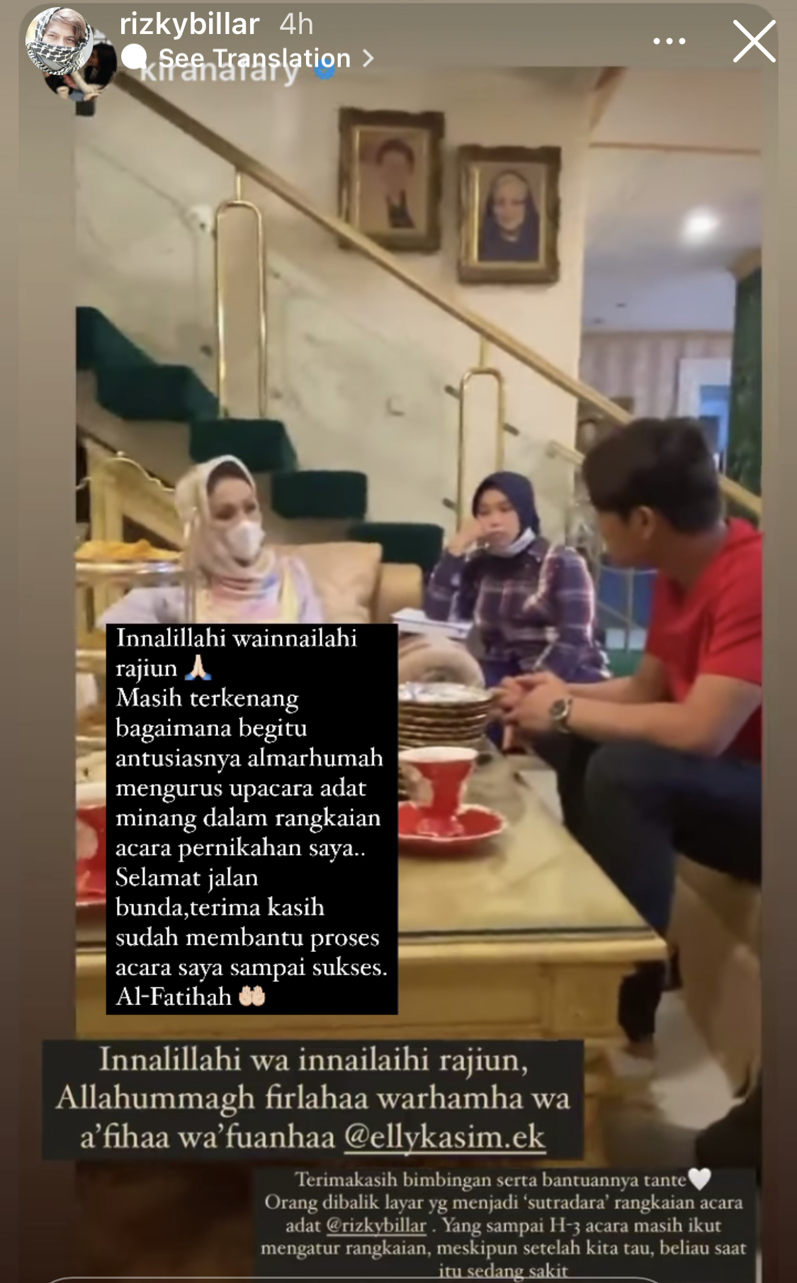 Rizky Billar kehilangan sosok tercinta usai seminggu menikahi pedangdut Lesti Kejora. Foto ini menjadi bukti atas kesedihannya.