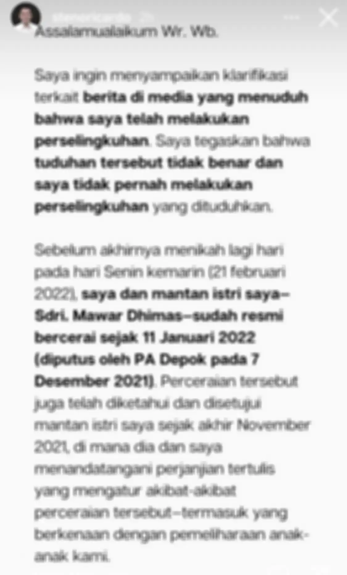 Klarifikasi Steno Ricardo, mantan suami Mawar AFI