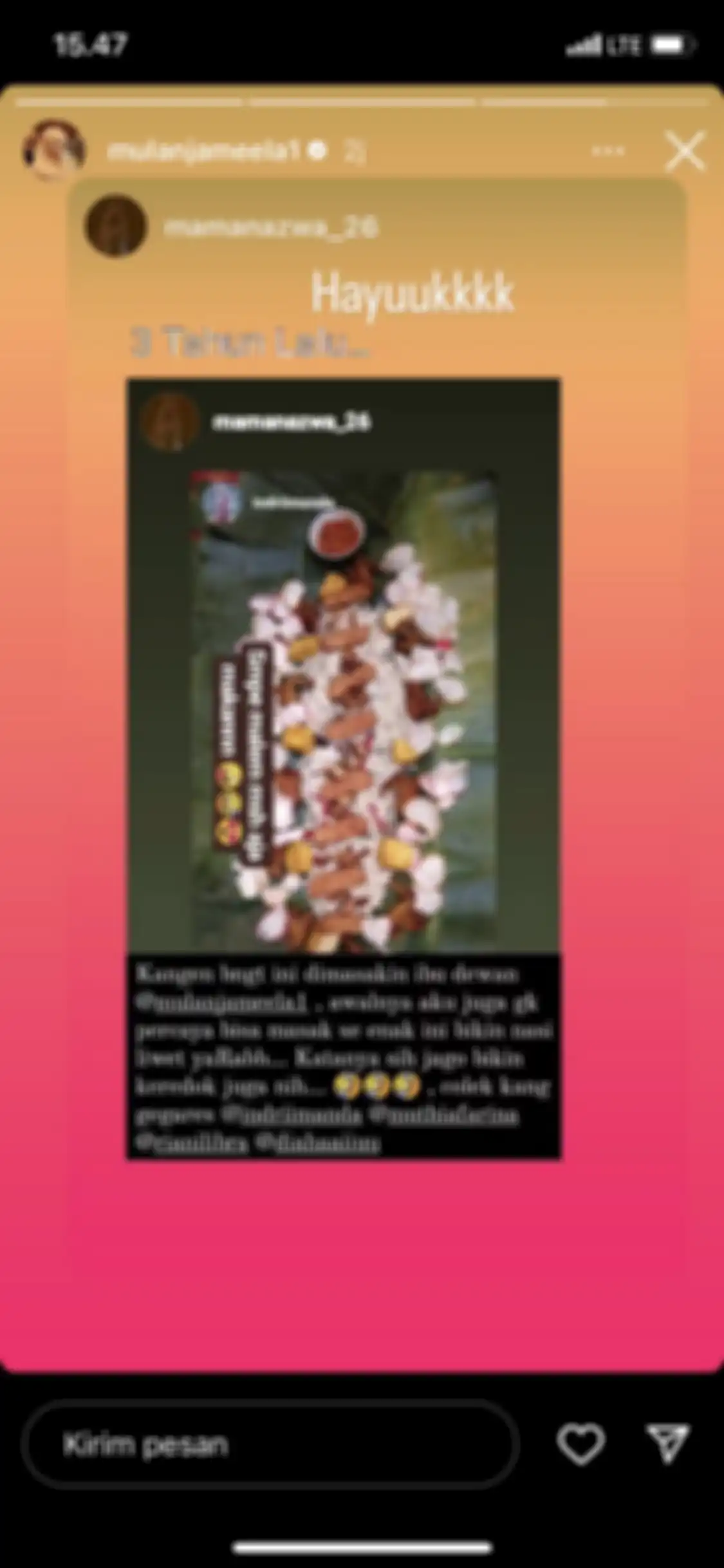 Kemampuan masak Mulan Jameela tuai pujian sahabat. Instagram @mulanjameela1