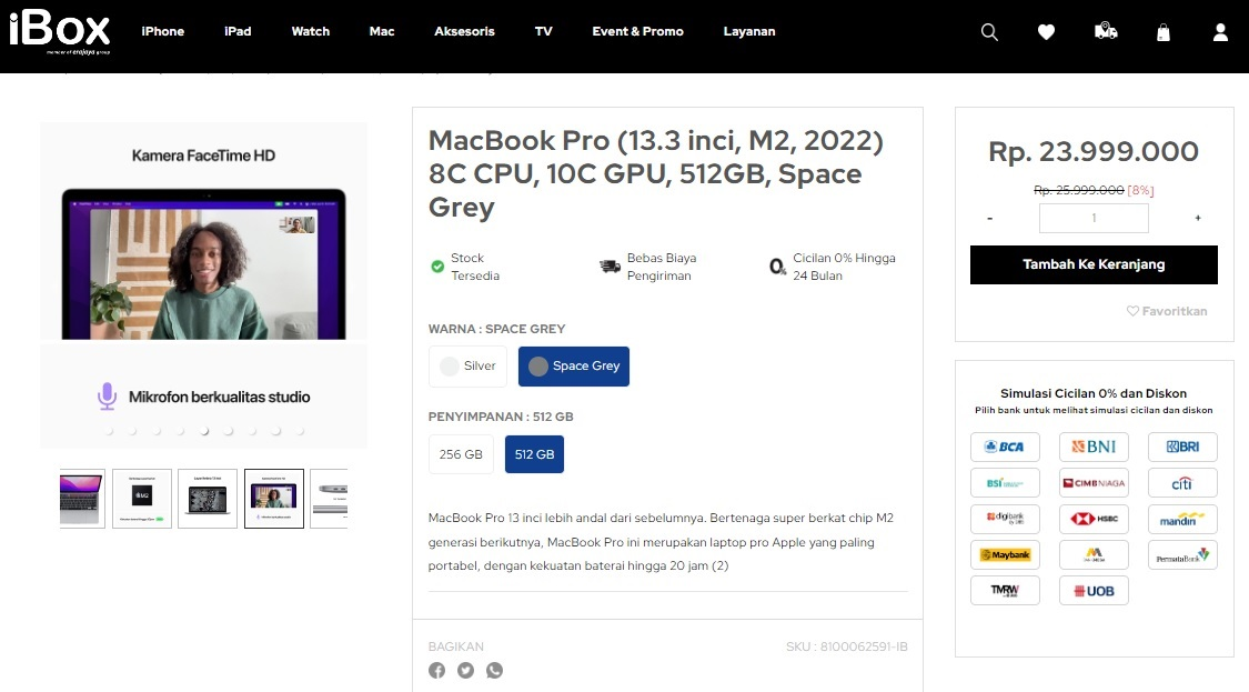 Harga dismon MacBook Pro M2 di iBox