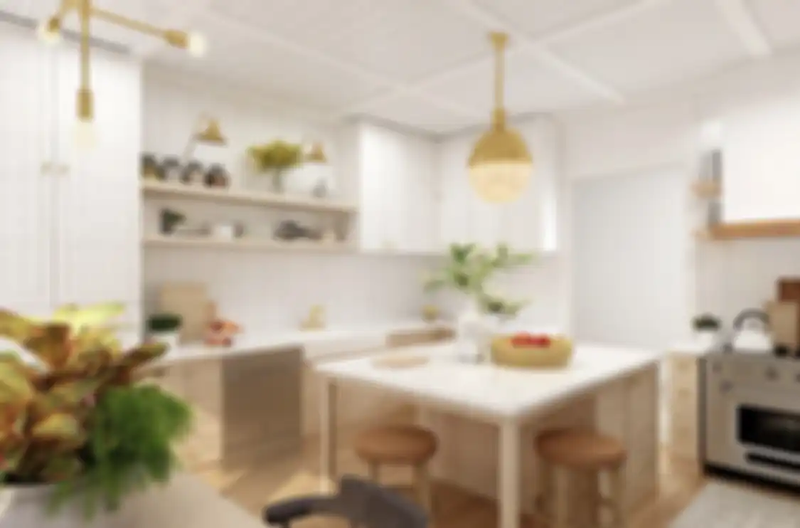 Pencahayaan dan pemihan warna yang tepat ikut mempengaruhi tampilan desain dapur mungil yang lebih lapang.