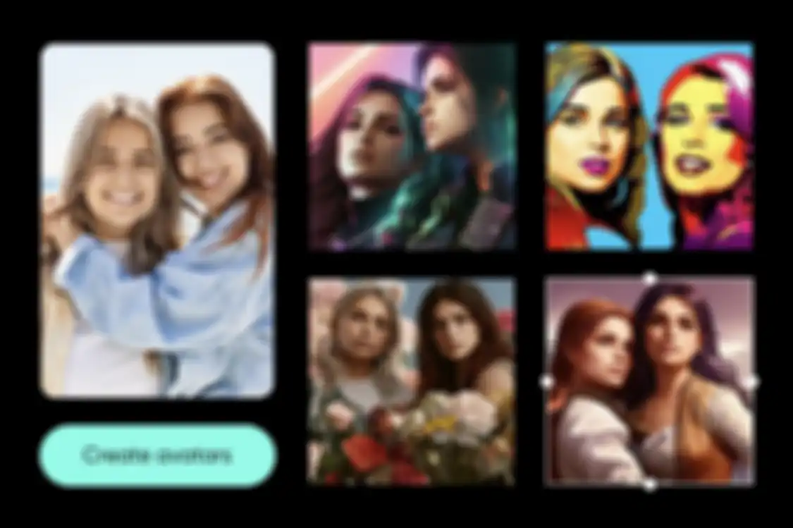 Fitur baru PicsArt untuk membuat dua avatar AI dalam satu gambar. 
