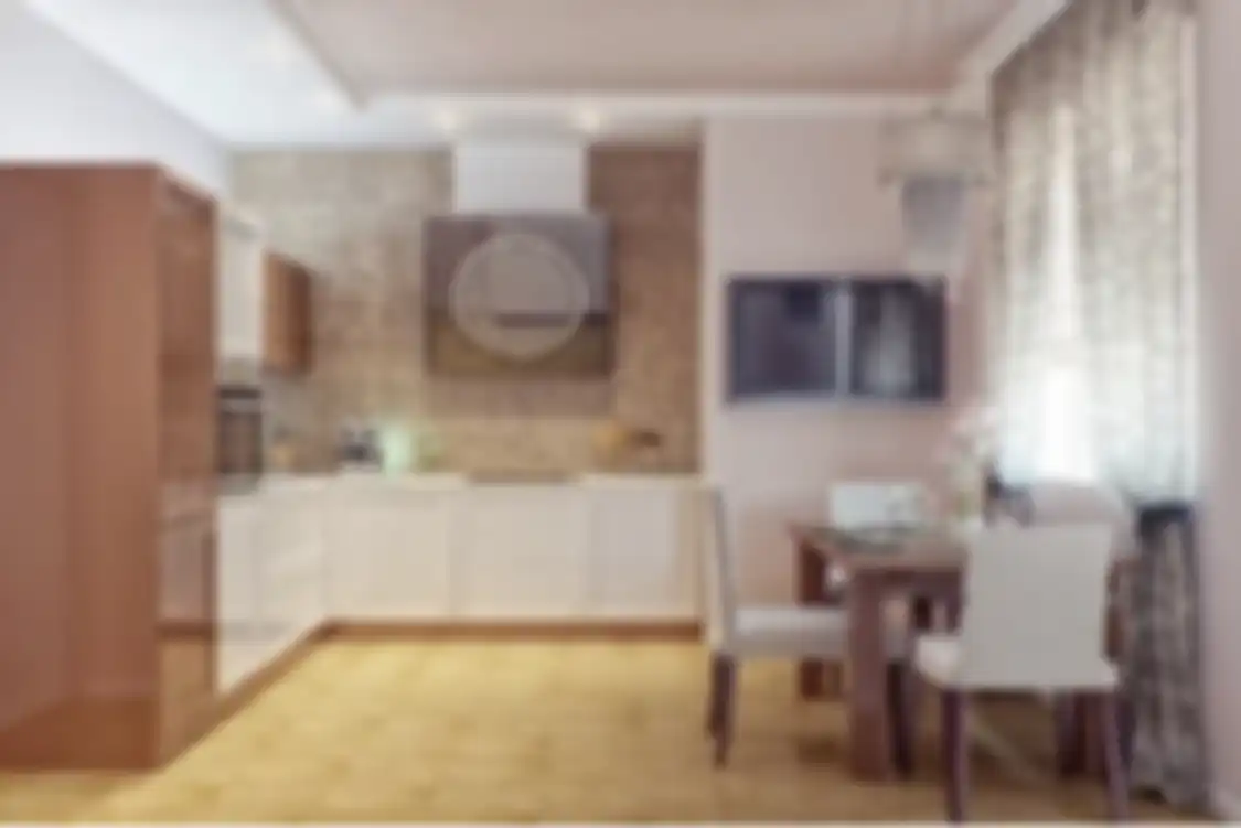 Desain dapur sederhana yang menjadi satu dengan ruang makan terlihat lega memakai trik khusus. Foto interiornya bisa ditiru.