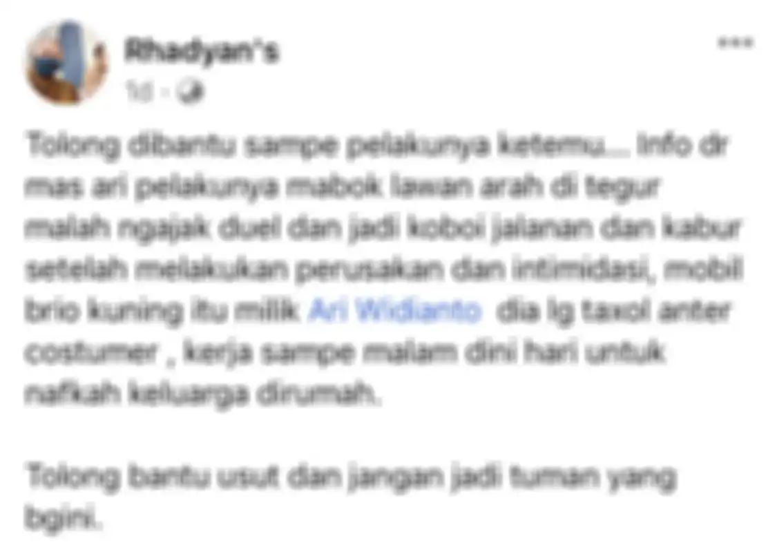Kasus perusakan yang dilakukan oleh sopir Fortuner arogan sempat diunggah rekan Ari Widianto, pengemudi Brio.