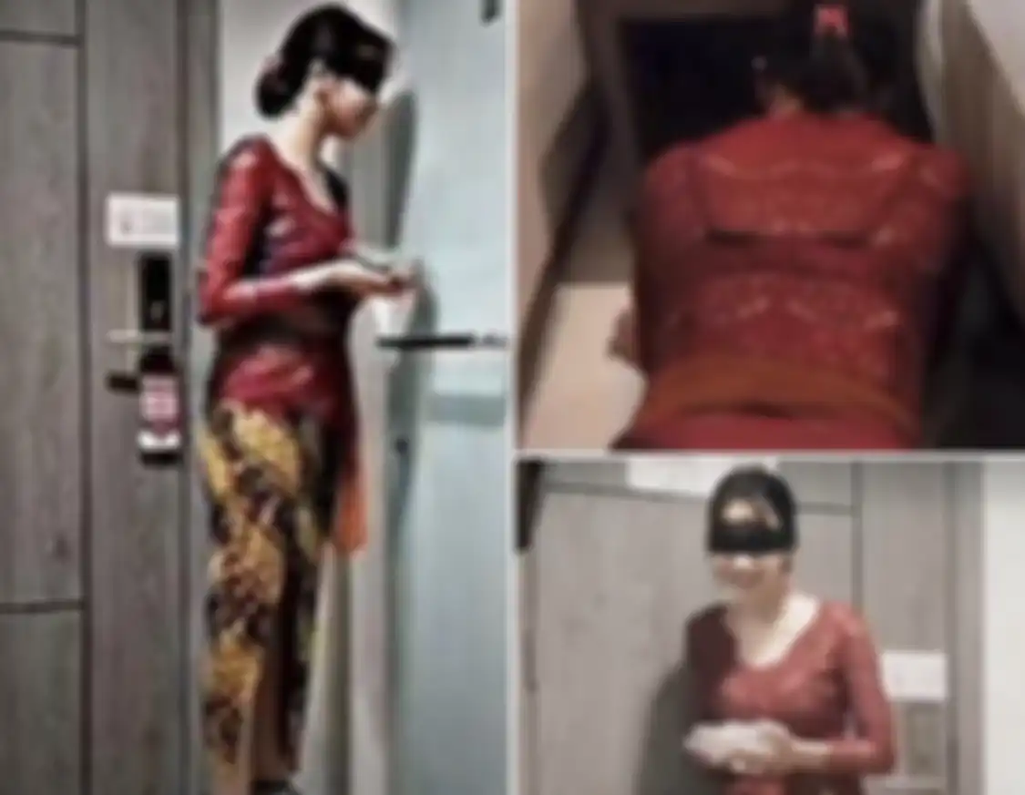 Pemeran video viral yang merekam aksi hubungan badan wanita kebaya merah tekuk lutut. Foto tanda di tubuhnya bikin cepat tertangkap.