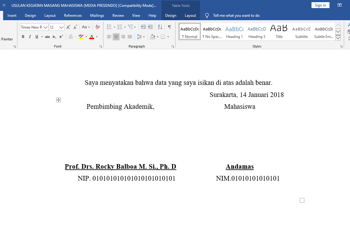 Halaman awal dokumen