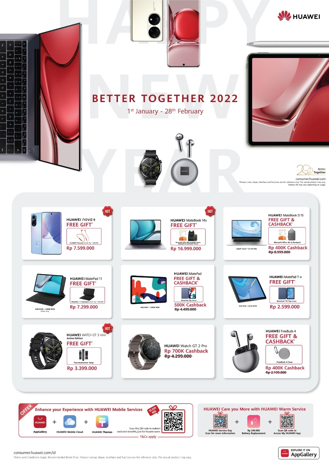 Beragam promo menarik ditawarkan Huawei selama periode 1 Januari sampai 28 Februari.
