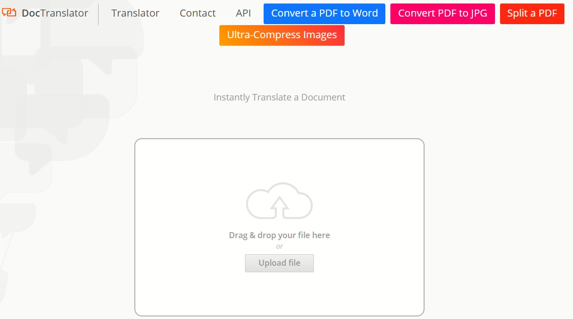 Tampilan situs Online Doc Translator.