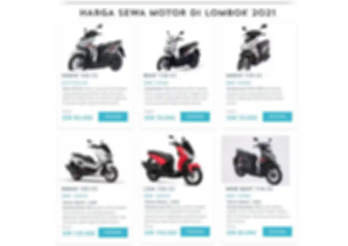 Pilihan motor dan harga sewa di Lombok Motor Bike Rental.
