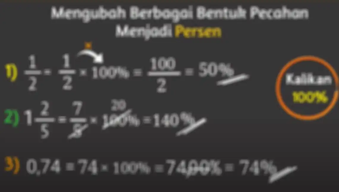 Cara mengubah pecahan menjadi persen.